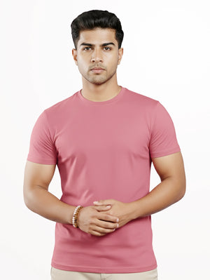 Men's Round Neck Half Sleeve T-Shirt Dusty Pink – Back View